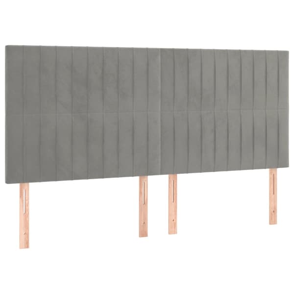 Ramsäng med madrass & LED ljusgrå 180x200 cm sammet