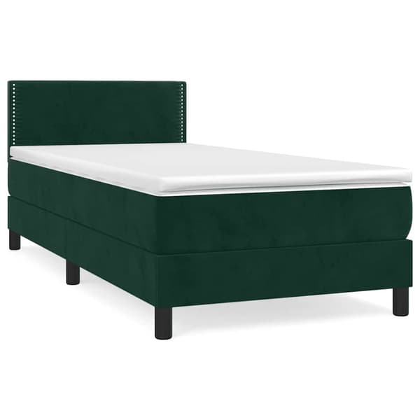 Ramsäng med madrass mörkgrön 80x200 cm sammet