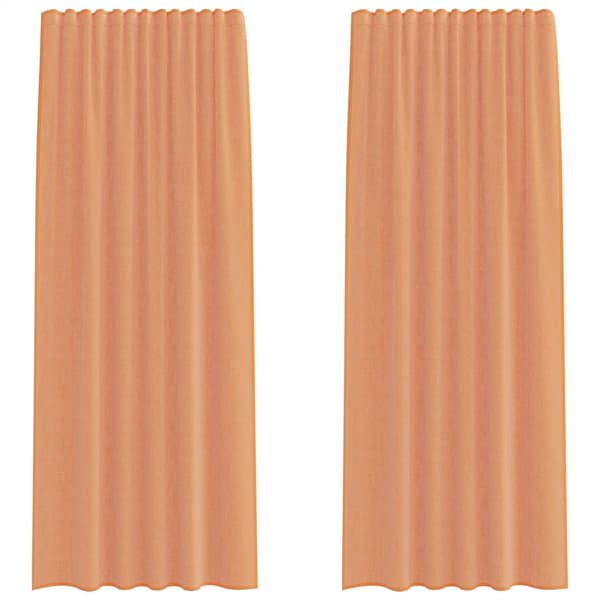 Voile gardiner med stångfickor 2 st terrakotta