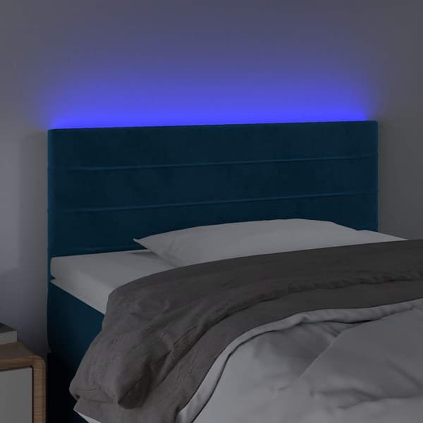 Sänggavel LED mörkblå 90x5x78/88 cm sammet