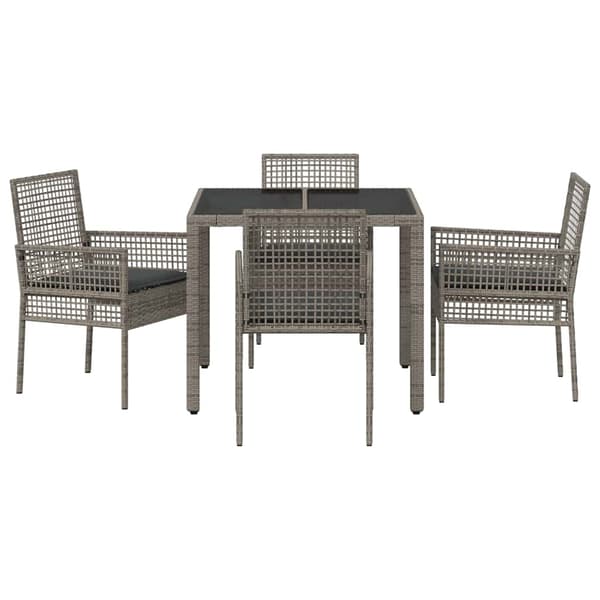 Trädgårdsmöbelset 5 pcs Grå konstrotting
