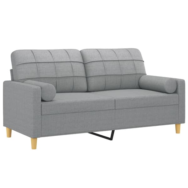 2-sits soffa med prydnadskuddar ljusgrå 140 cm tyg