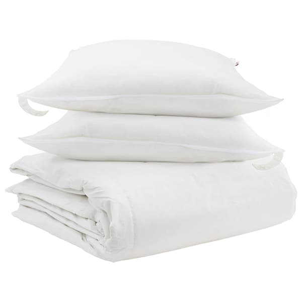 Täckeset med kudde 3 pcs Vit Dunfjäder