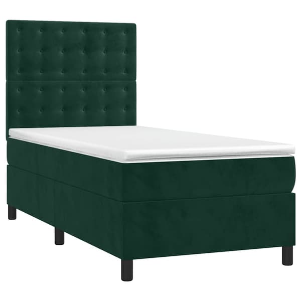 Ramsäng med madrass mörkgrön 90x200 cm sammet