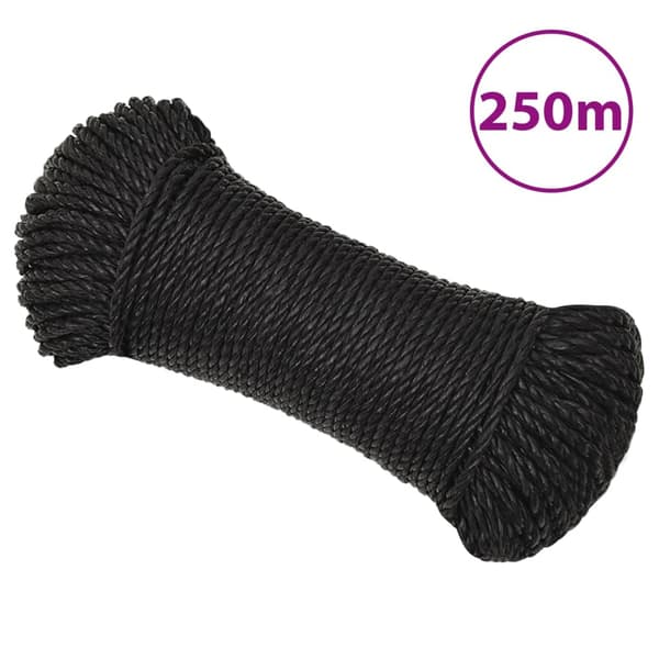 Rep svart 6 mm 250 m polypropylen
