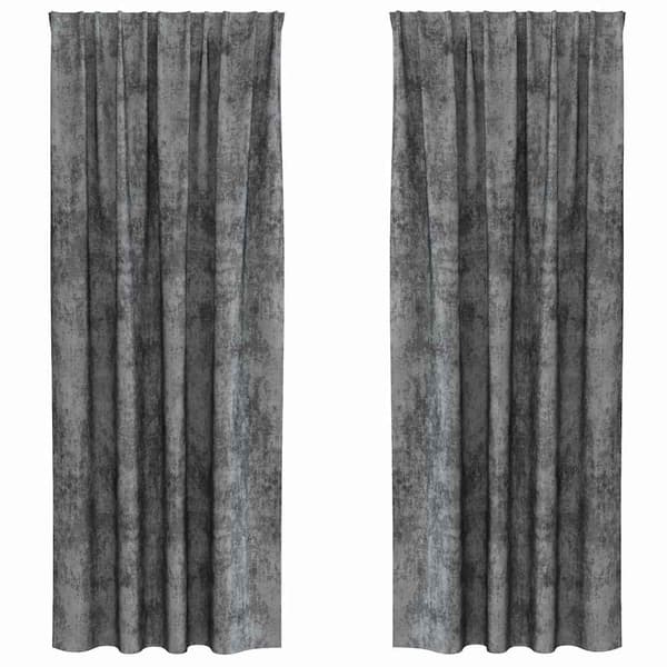 Sammetsgardiner 2 st Grå 225 x 140 cm Sammet