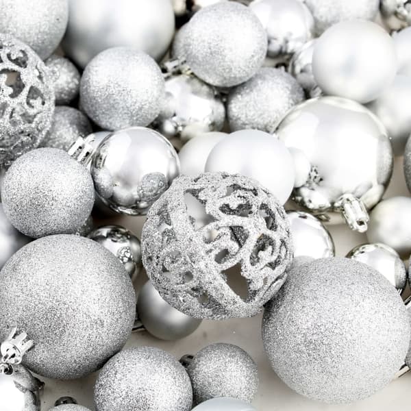 Julgranskulor 100 delar set 3/4/6 cm silver