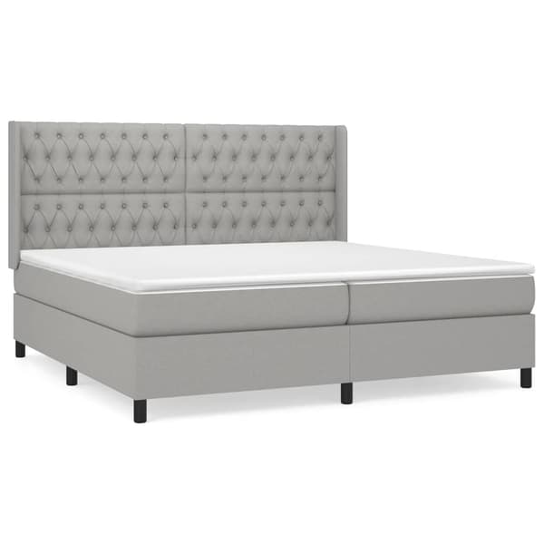 Ramsäng med madrass ljusgrå 200x200 cm tyg