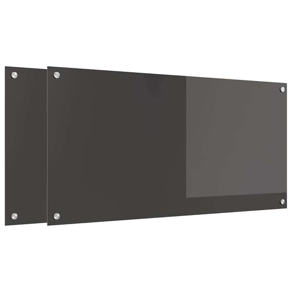 Köksskydd 2 pcs Mörkgrå 100 x 50 cm härdat glas
