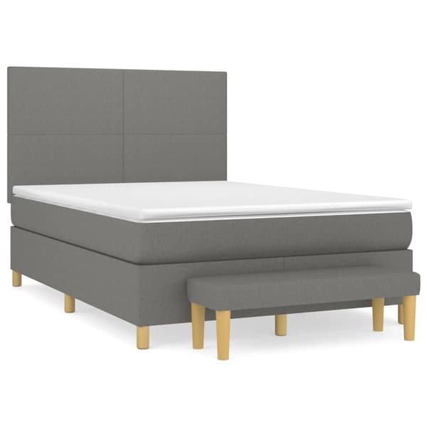 Ramsäng med madrass mörkgrå 140x190 cm tyg