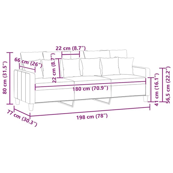 3-sitssoffa taupe 180 cm tyg