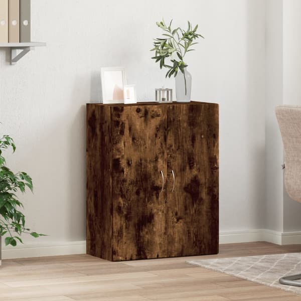 Dokumentskåp rökfärgad ek 60x32x77,5 cm konstruerat trä