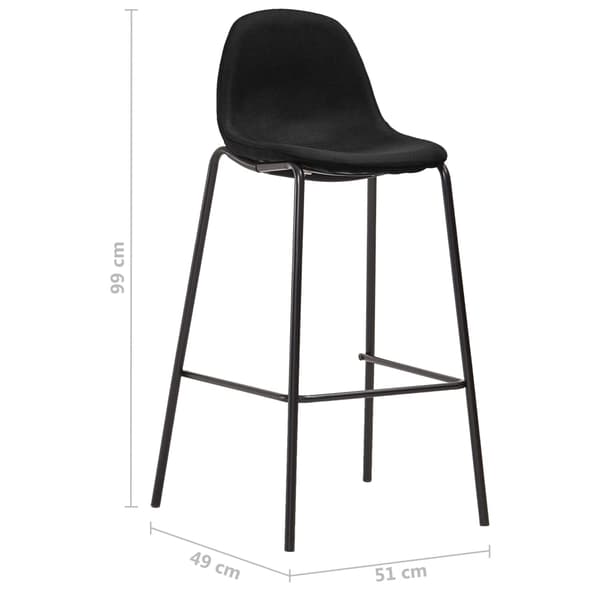 Barstolar 4 st svart tyg