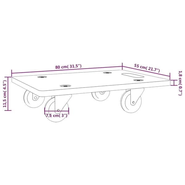 Transportplattor 2 st rektangulär 80x55x11,5 cm 250 kg