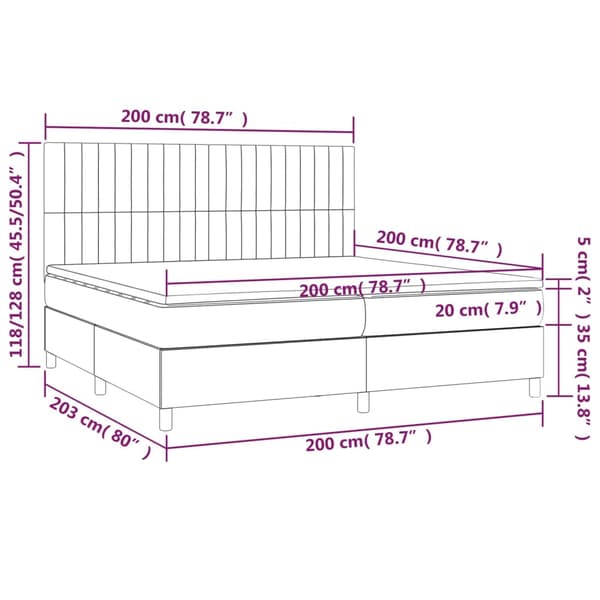 Ramsäng med madrass ljusgrå 200x200 cm sammet