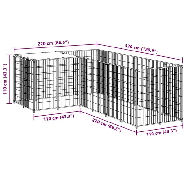 Hundgård svart 4,84 m² stål