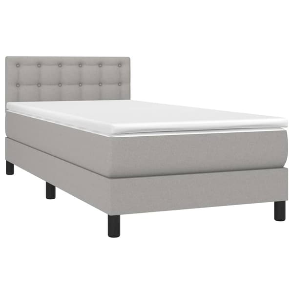 Ramsäng med madrass ljusgrå 90x200 cm tyg