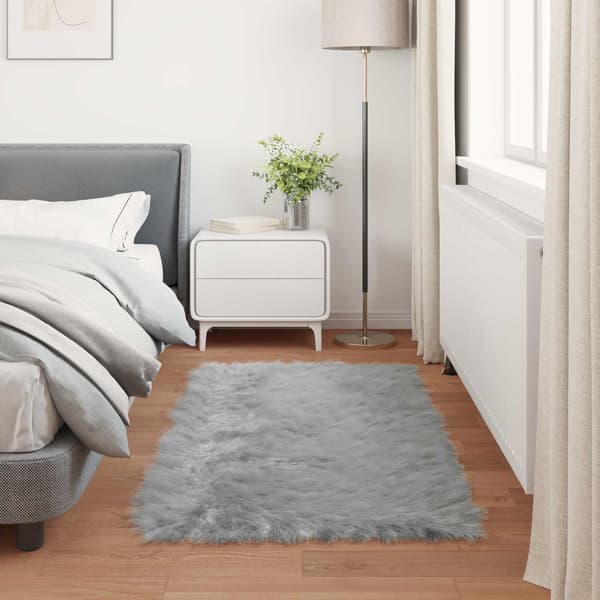 Fuskfäll matta TAFALLA Grå 80 x 150 cm Polyester