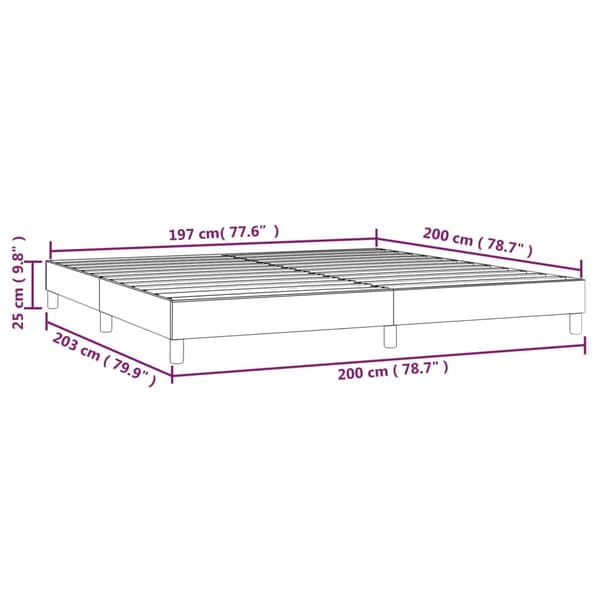 Boxspring-sängram gräddvit 200x200 cm tyg