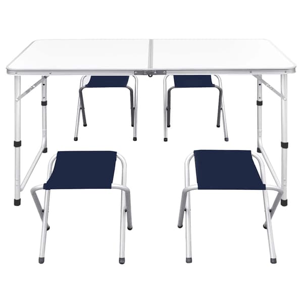 Hopfällbart campingbord med 4 stolar höjdjusterbar 120x60 cm