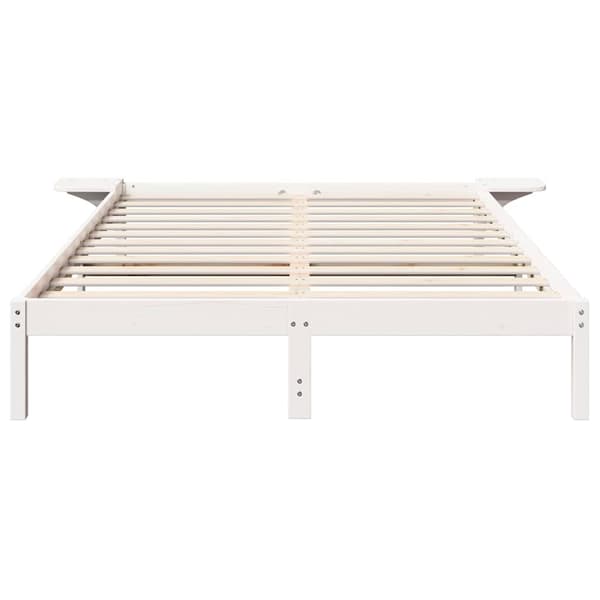 Sängram Vit 150 x 200 cm Massiv furu