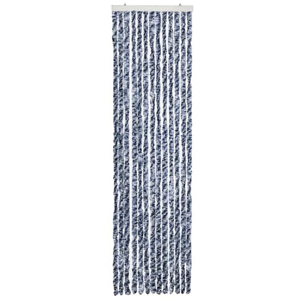 Insektsdraperi blå, vit och silver 56x185 cm chenille