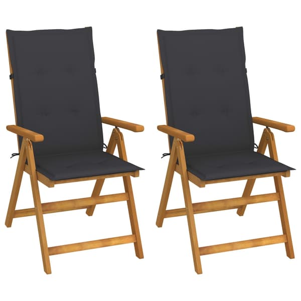 Fällbara fåtöljer 2 st med dynor i massivt akaciaträ