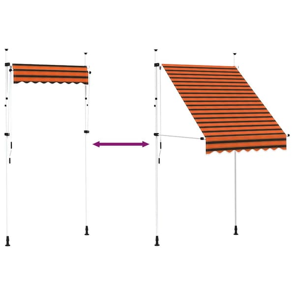 Markis manuellt infällbar 150 cm orange och brun
