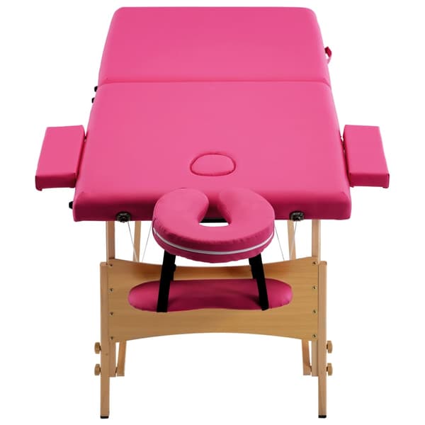 Hopfällbar massagebänk 2 sektioner trä rosa