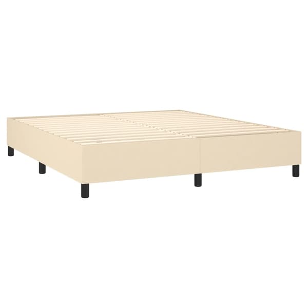 Boxspring-sängram gräddvit 180x200 cm tyg