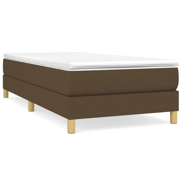 Boxspring-sängram mörkbrun 90x200 cm tyg
