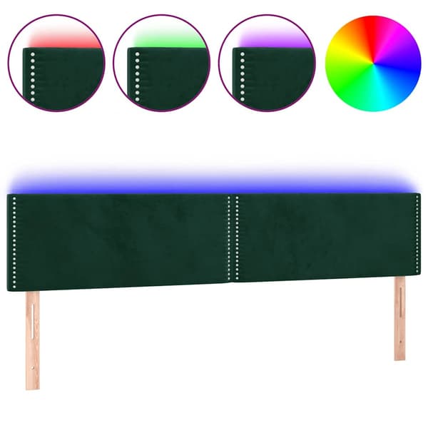 Sänggavel LED mörkgrön 200x5x78/88 cm sammet