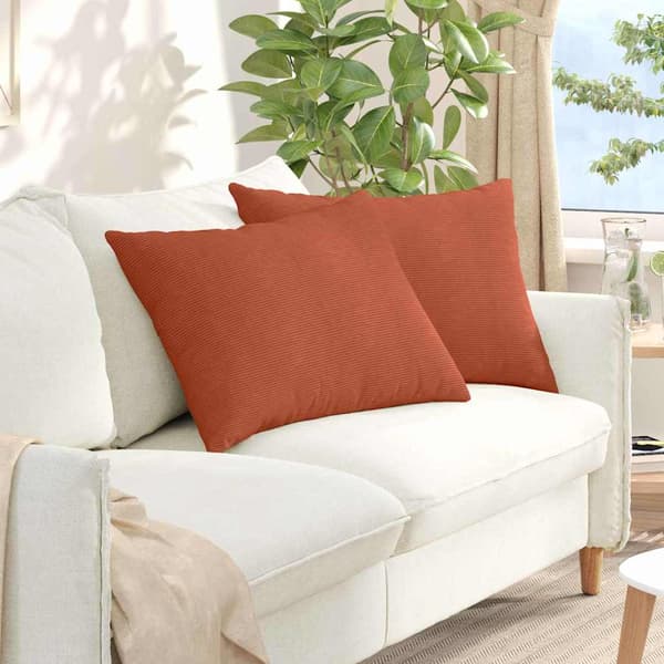 Sofakuddar 2 pcs Röd orange 70 x 50 cm Kordread tyg