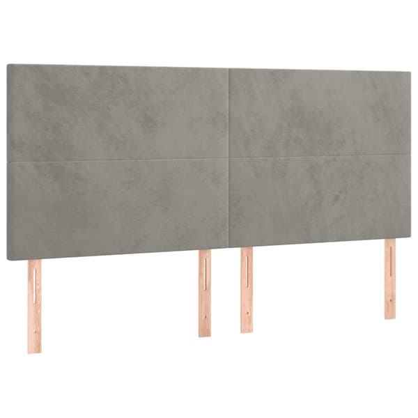 Ramsäng med madrass & LED ljusgrå 200x200 cm sammet