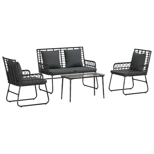 Trädgårdsmöbelset 4 pcs Svart och Anthracit konstrotting
