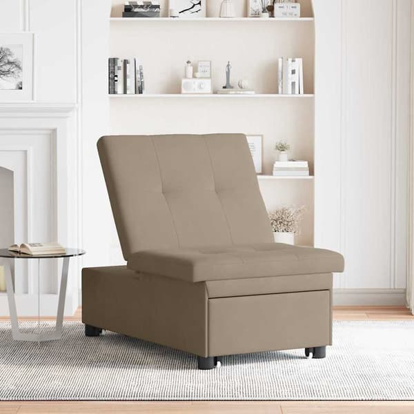 Pull Out Sofa Bed Taupe 194 x 67 x 82 cm Mikrofiber