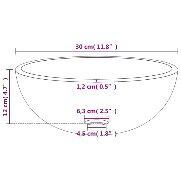 Handfat härdat glas 30x12 cm vit