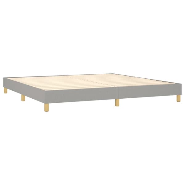 Ramsäng med madrass & LED ljusgrå 200x200 cm tyg