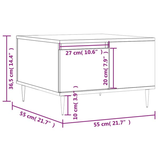 Soffbord vit 55x55x36,5 cm konstruerat trä