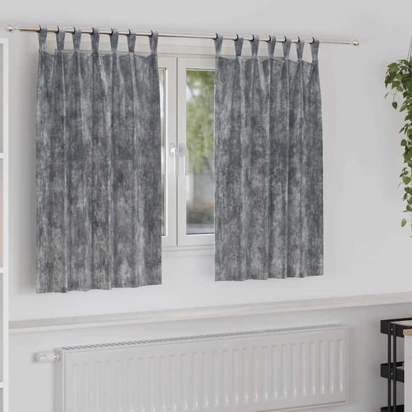 Sammetsgardiner 2 st Grå 140 x 140 cm Sammet
