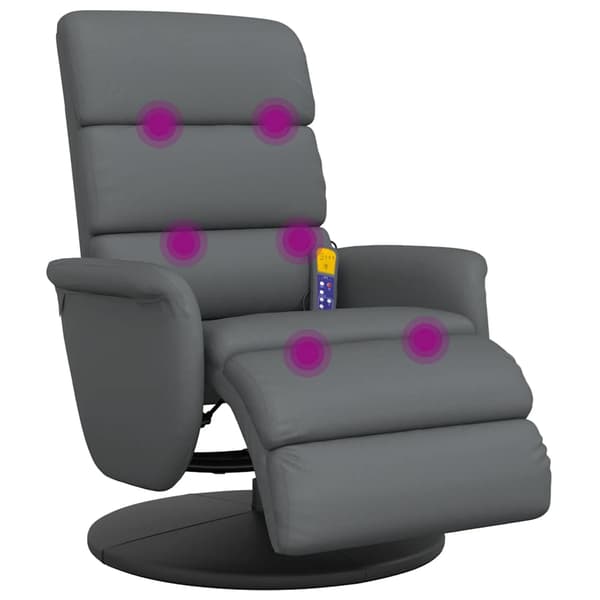Massagefåtölj med fotstöd grå konstläder
