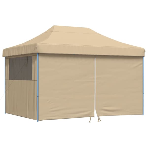 Pop-Up hopfällbart partytält med 4 sidoväggar beige