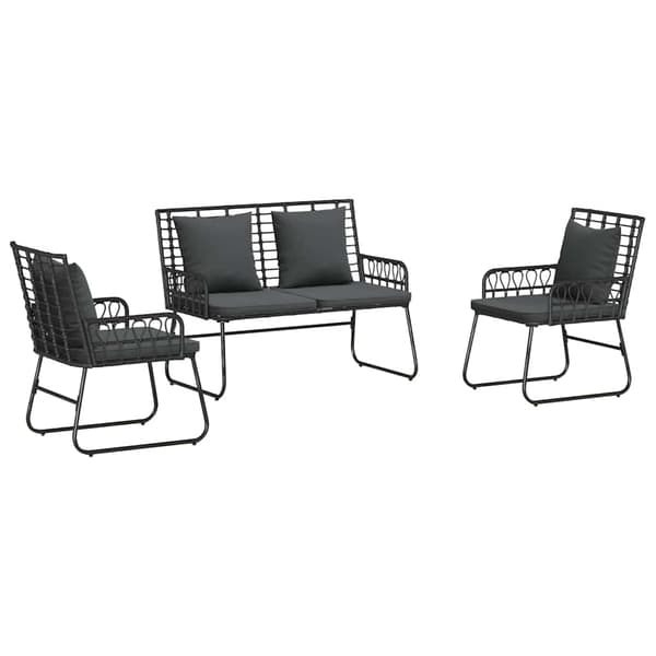 Trädgårdsmöbelset 3 pcs Svart och Anthracit konstrotting