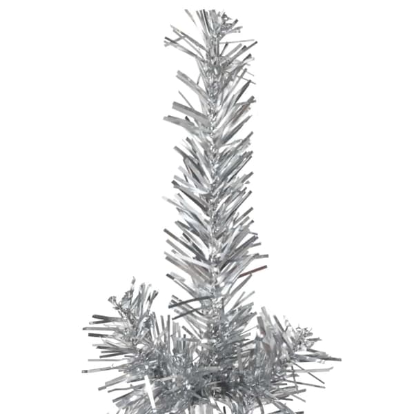 Smal halv plastgran med stativ silver 210 cm