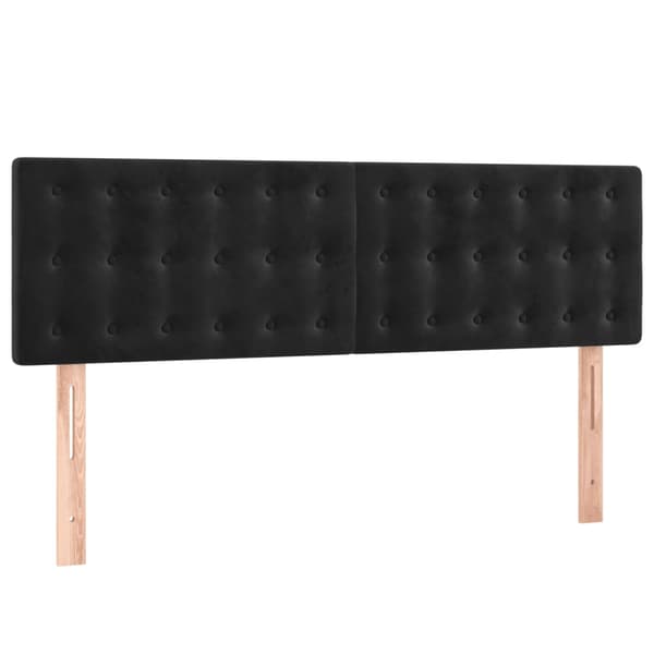 Ramsäng med madrass svart 140x190 cm sammet