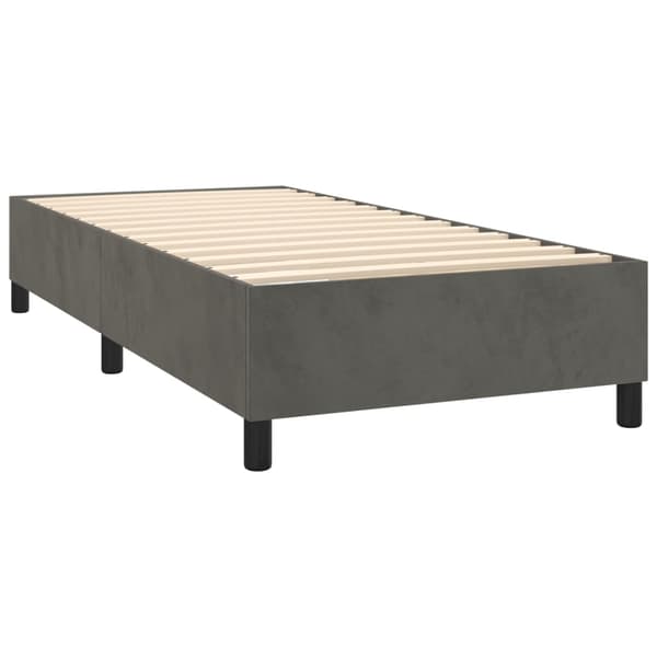 Ramsäng med madrass & LED mörkgrå 100x200 cm sammet
