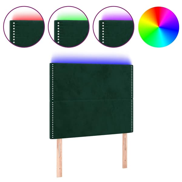 Sänggavel LED mörkgrön 100x5x118/128 cm sammet