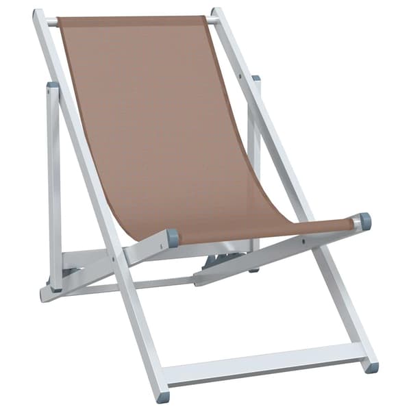 Strandstolar hopfällbara 2 st brun aluminium och textilen