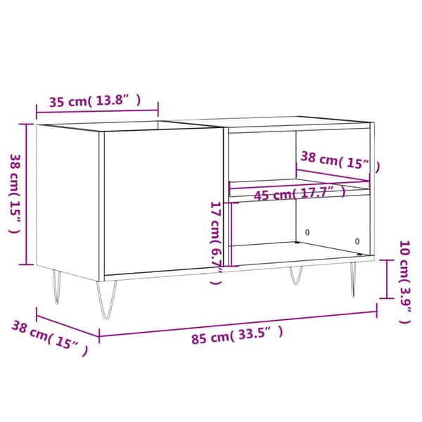 Stereobänk vit 85x38x48 cm konstruerat trä