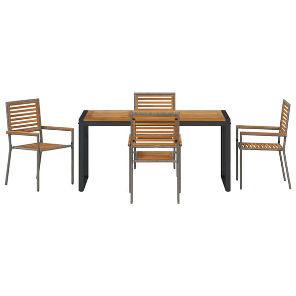 Trädgårdsmöbelset 5 pcs Grå och Brun konstrotting